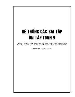 Hệ thống các bài tập ôn tập Toán 9